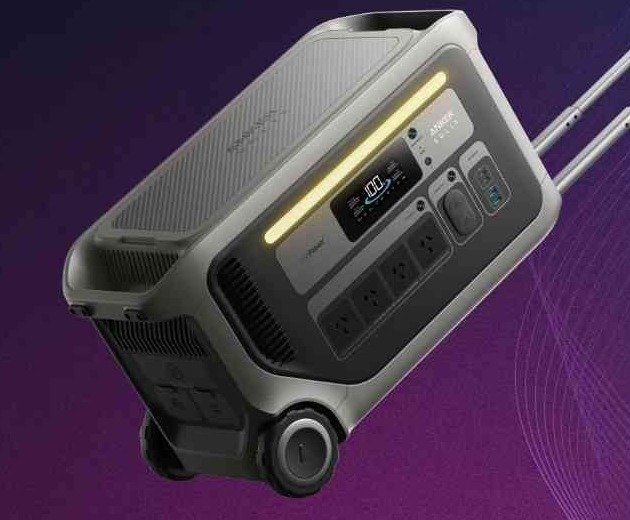 Anker SOLIX F3000 portable power station with EasyTow suitcase design
